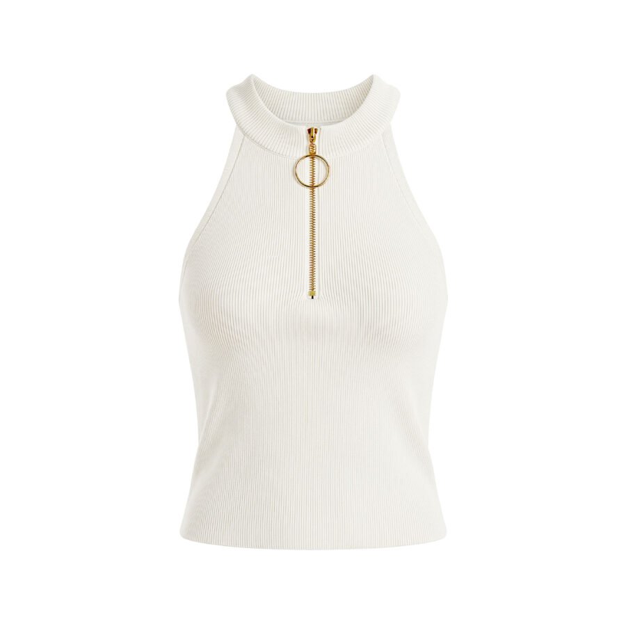 Zipline Ribbed Halter Crop Top – Sculpt Fit