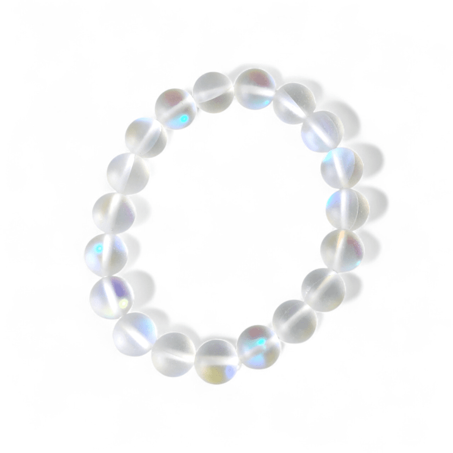 Iridescent Frost Bead Bracelet Minimal Glow Unisex Fit