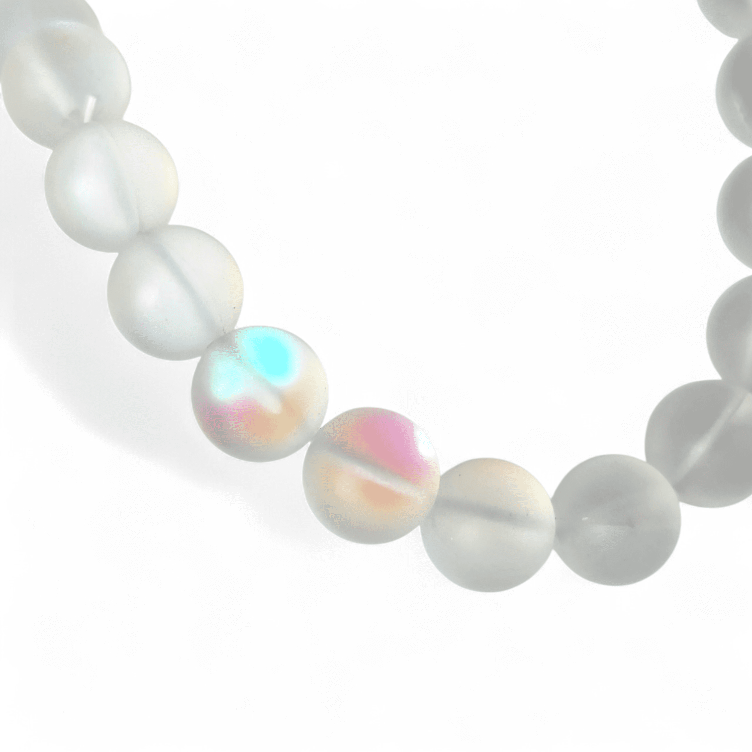 Iridescent Frost Bead Bracelet Minimal Glow Unisex Fit