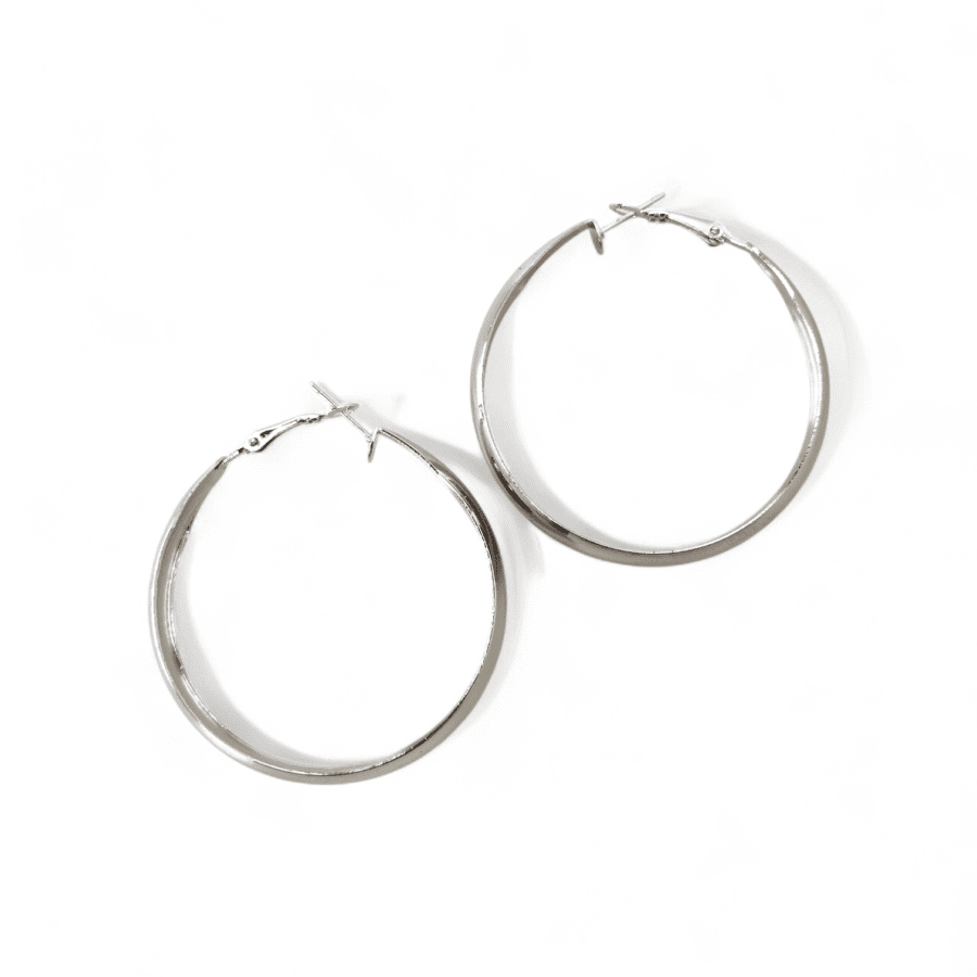Bold Polished Thick Hoop Earrings - Silver Statement