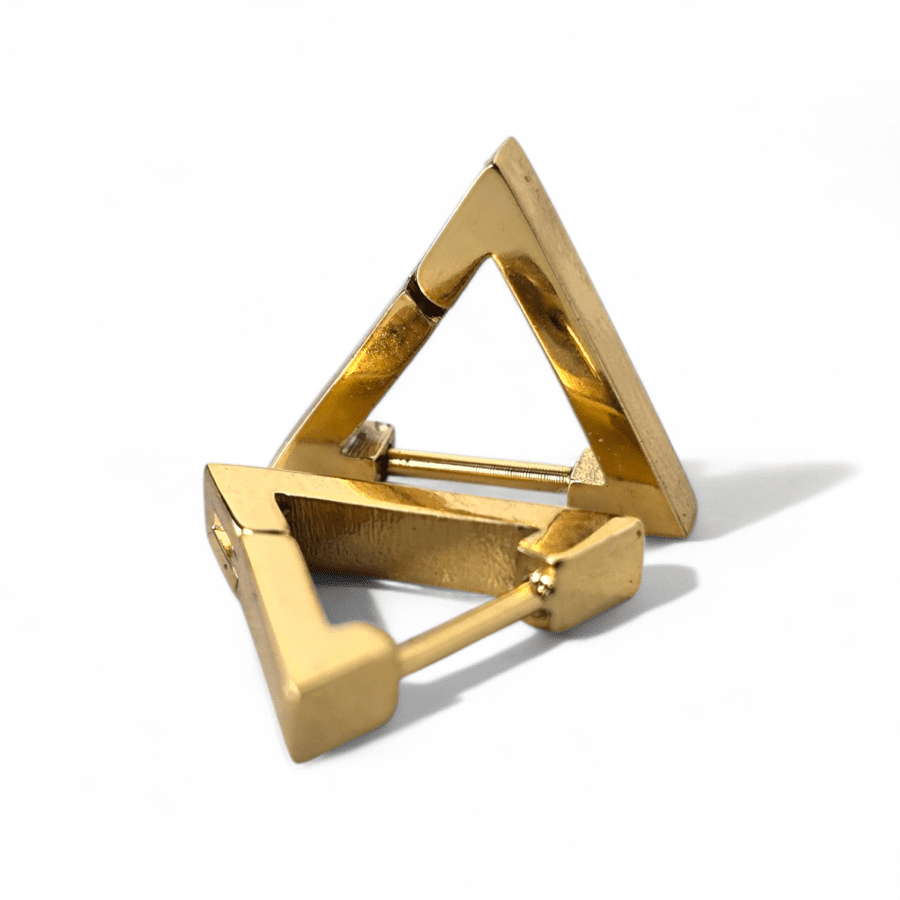 Tri-Edge Bold Stud Gold Earring – Street Statement Edition