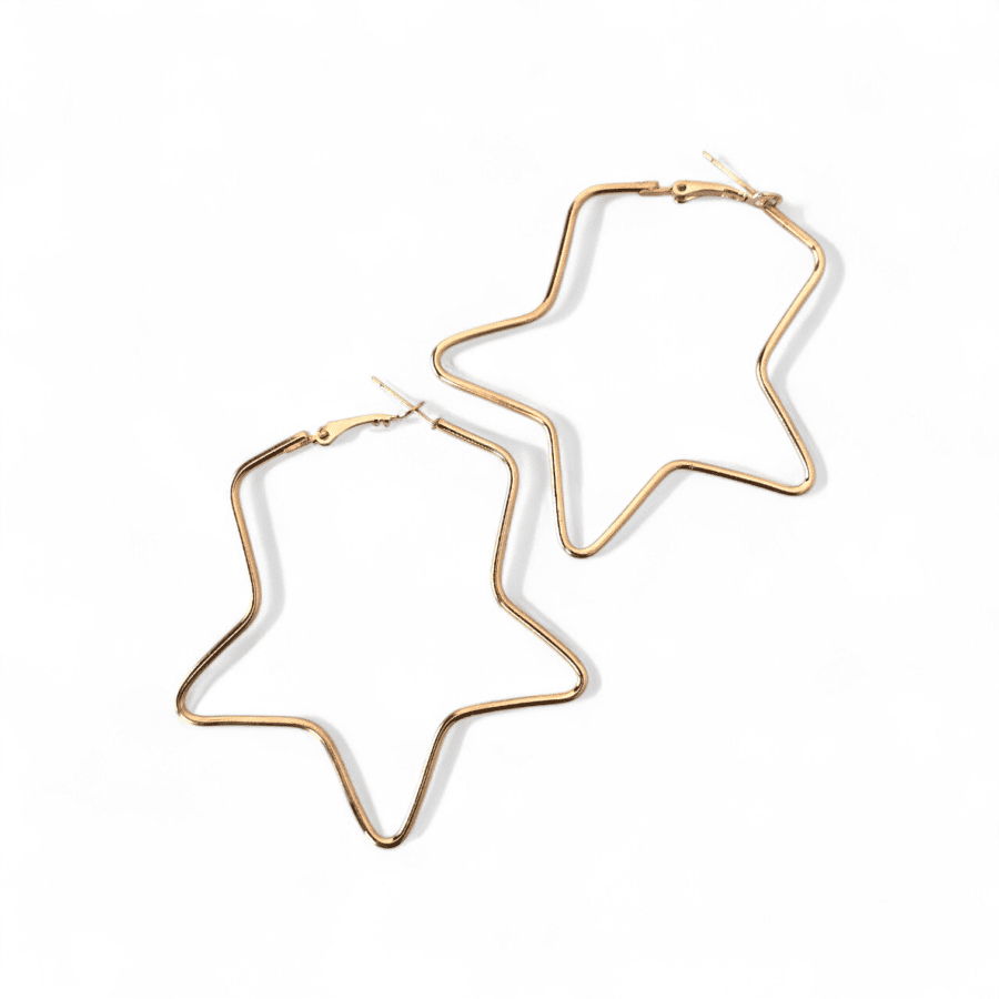 Star Outline Large Hoop Earrings