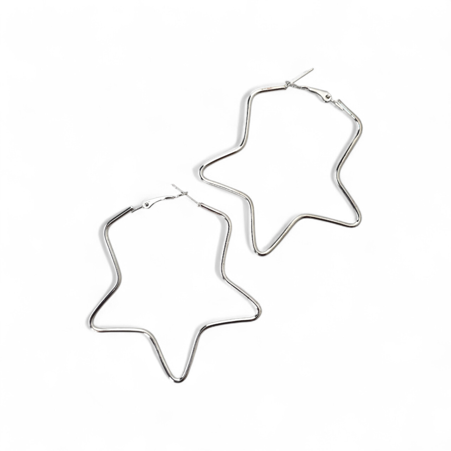 Star Outline Large Hoop Earrings
