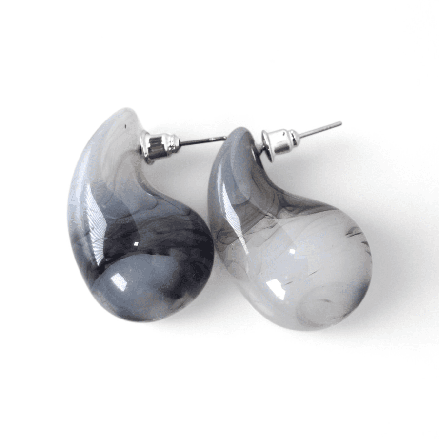 Marble Water Drop Resin Stud Earrings
