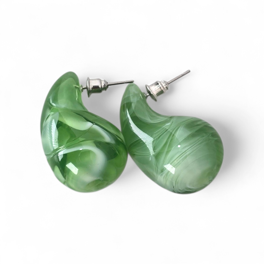 Marble Water Drop Resin Stud Earrings