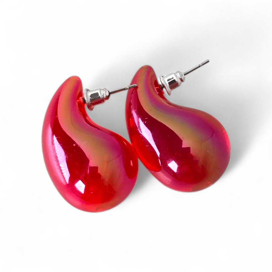 Liquid Neon Water Drop Resin Stud Earrings