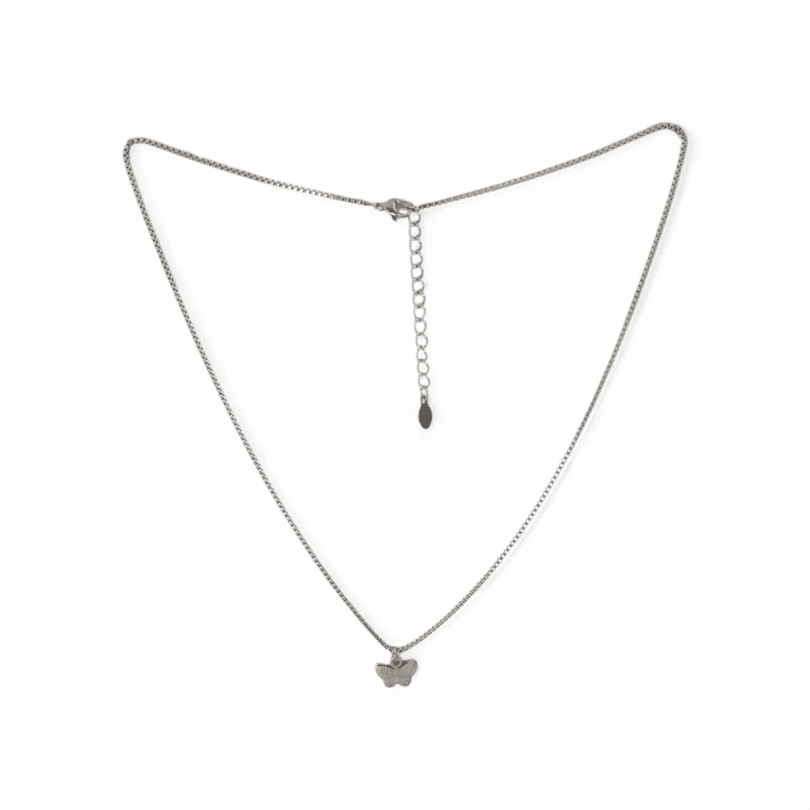 Mini Butterfly Charm Chain – Silver Air Edition