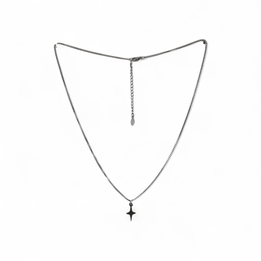 Nova Star Pendant Y2K Style Silver Chain Necklace