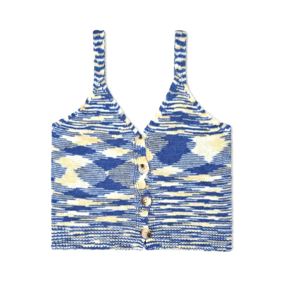 Sunset Chic Knitted Button Crop Top – Soft Summer Fit