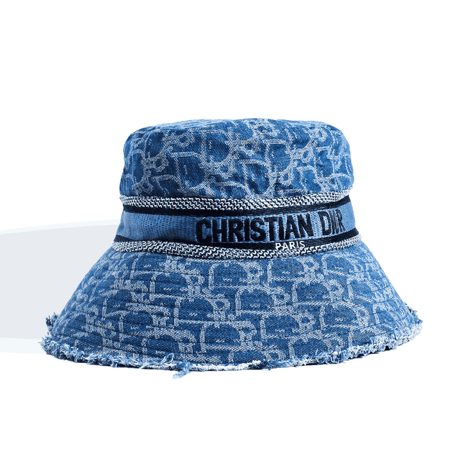 Denim Oblique Monogram Distressed Bucket Hat