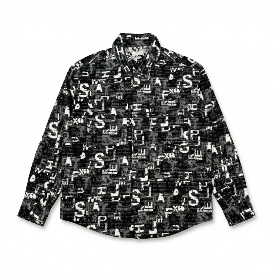 Chaos Script Buttoned Overshirt Jacket – Mono Edition
