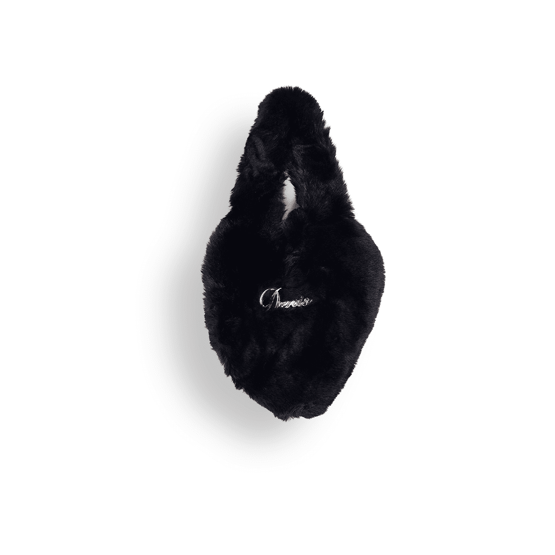 Denise Noir Plush Mini Hand Bag – Faux Fur Carry