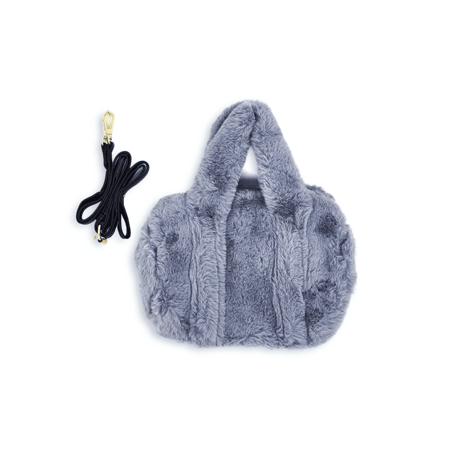Slate Plush Mini Hand Bag – Faux Fur Carry