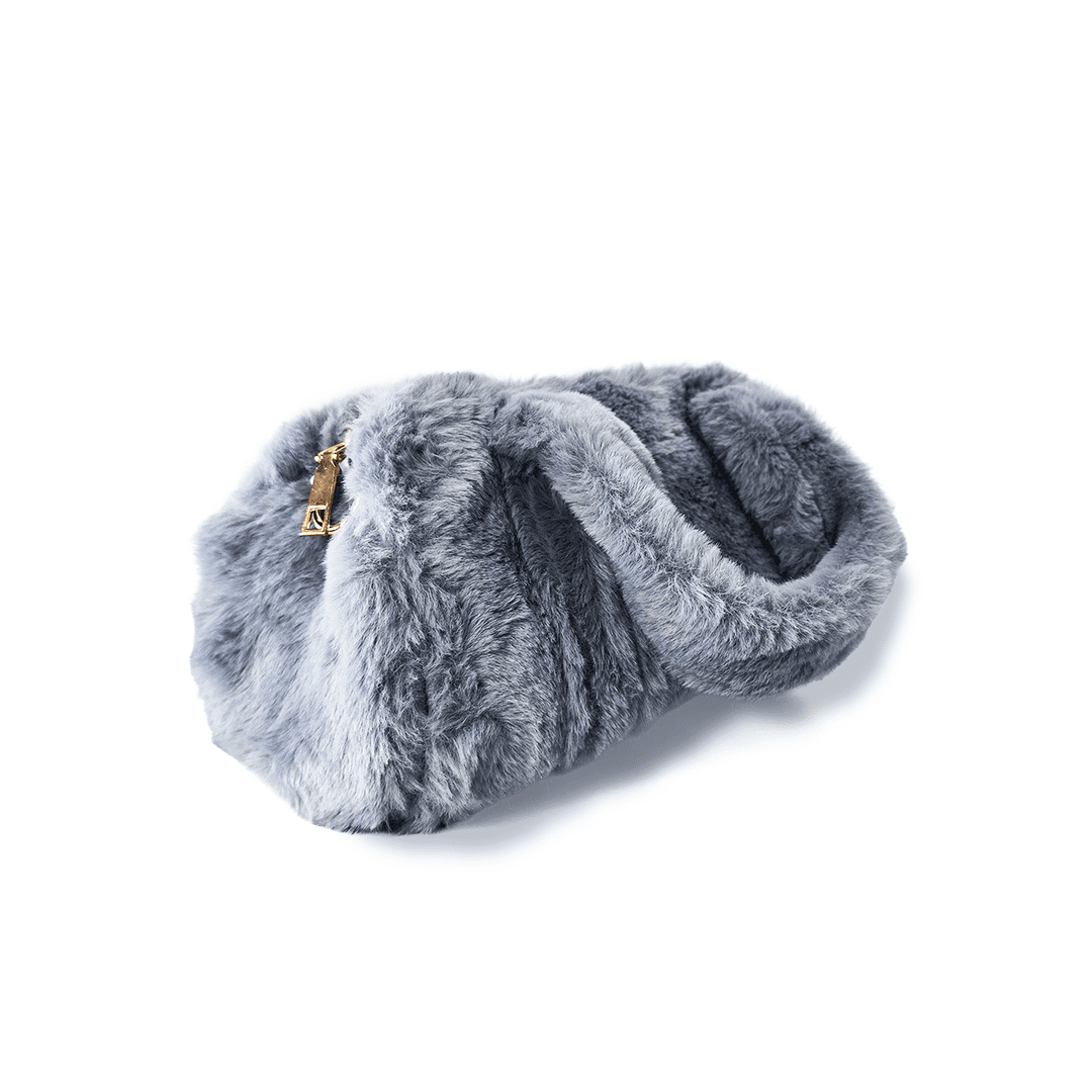 Slate Plush Mini Hand Bag – Faux Fur Carry