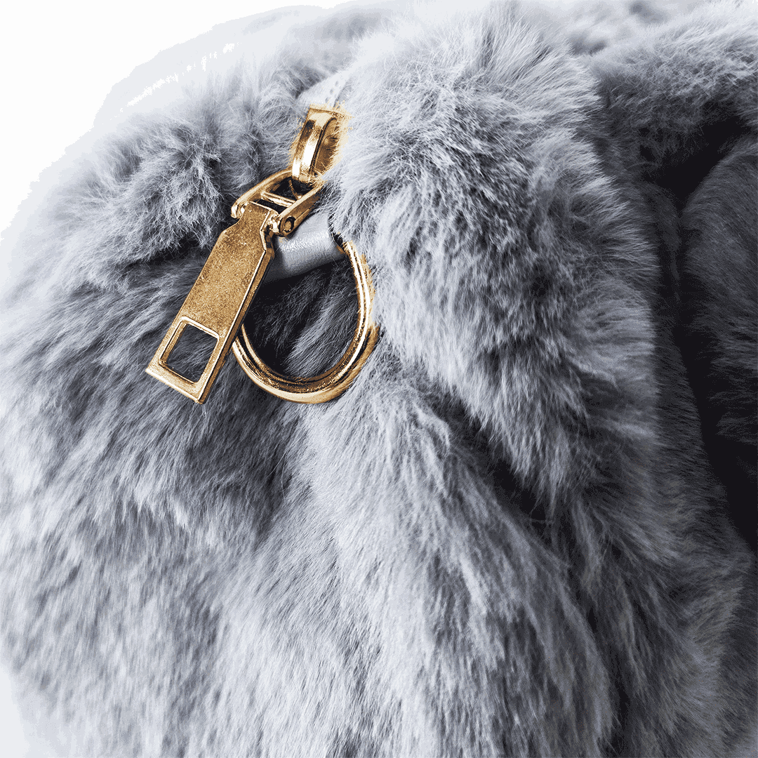 Slate Plush Mini Hand Bag – Faux Fur Carry