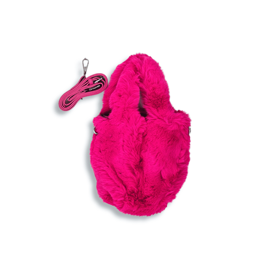Fuchsia Plush Mini Hand Bag – Faux Fur Carry