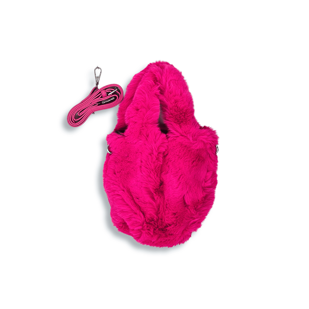 Fuchsia Plush Mini Hand Bag – Faux Fur Carry
