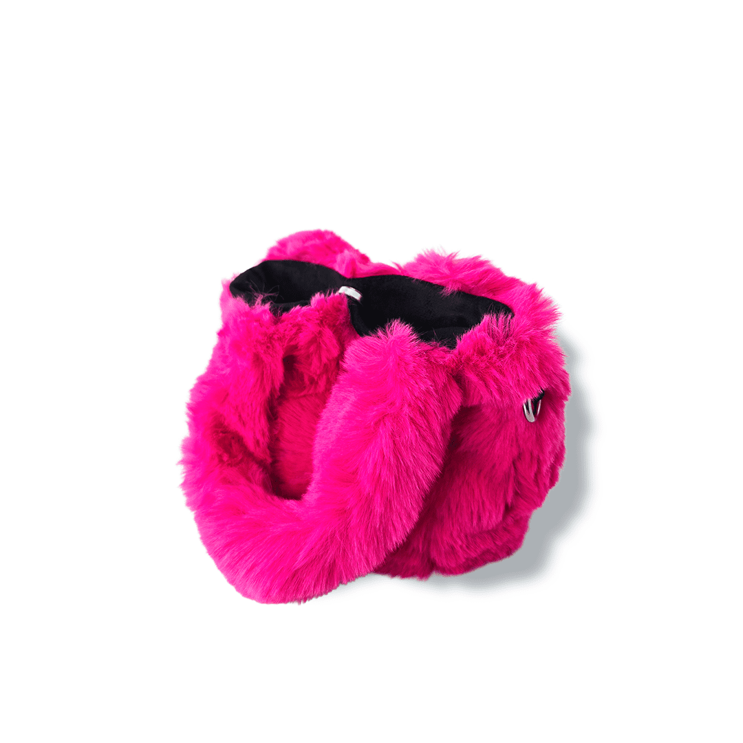 Fuchsia Plush Mini Hand Bag – Faux Fur Carry