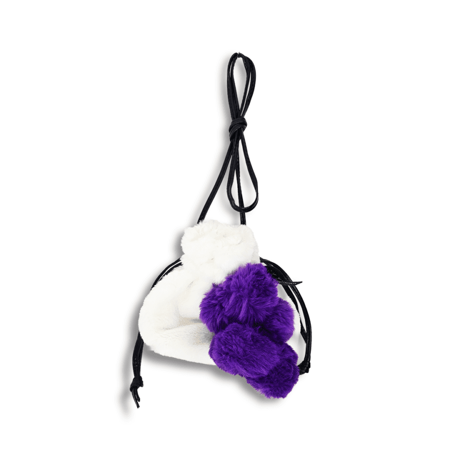 Cloud Plush Pouch Mini Hand Bag With Grape Detail
