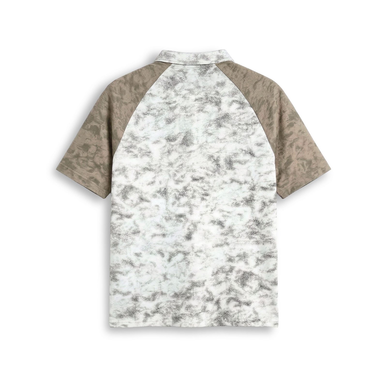Stonewash Dual Tone Raglan Style Zipper Polo Tee