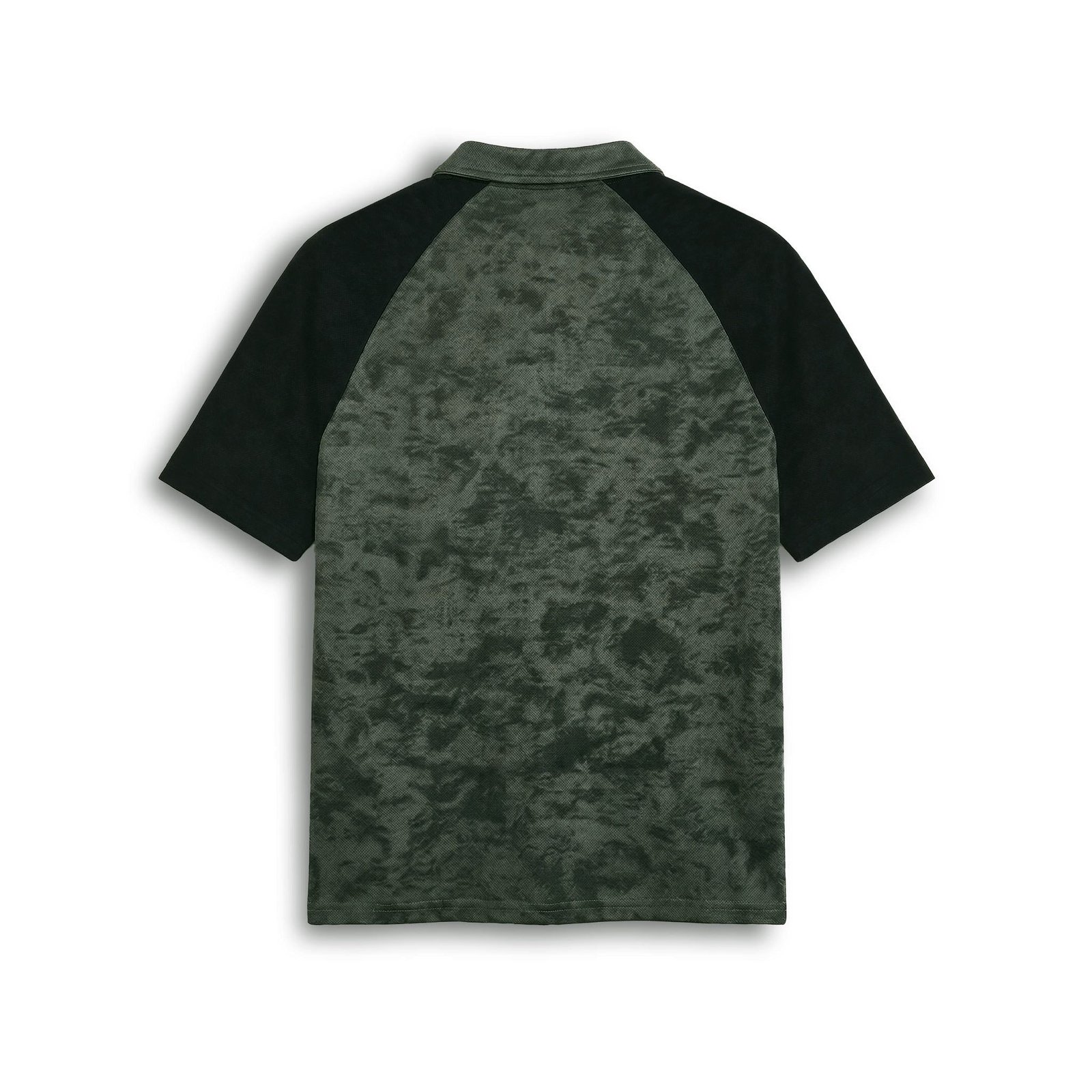Stonewash Dual Tone Raglan Style Zipper Polo Tee