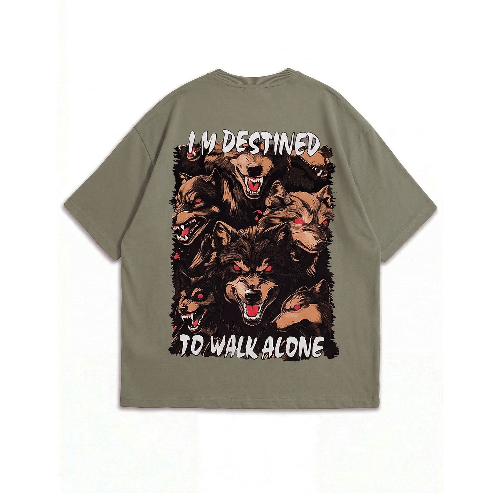 Walk Alone Lone Wolf Graphic Oversized Tee