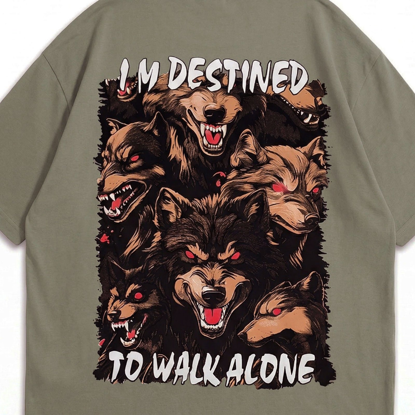 Walk Alone Lone Wolf Graphic Oversized Tee