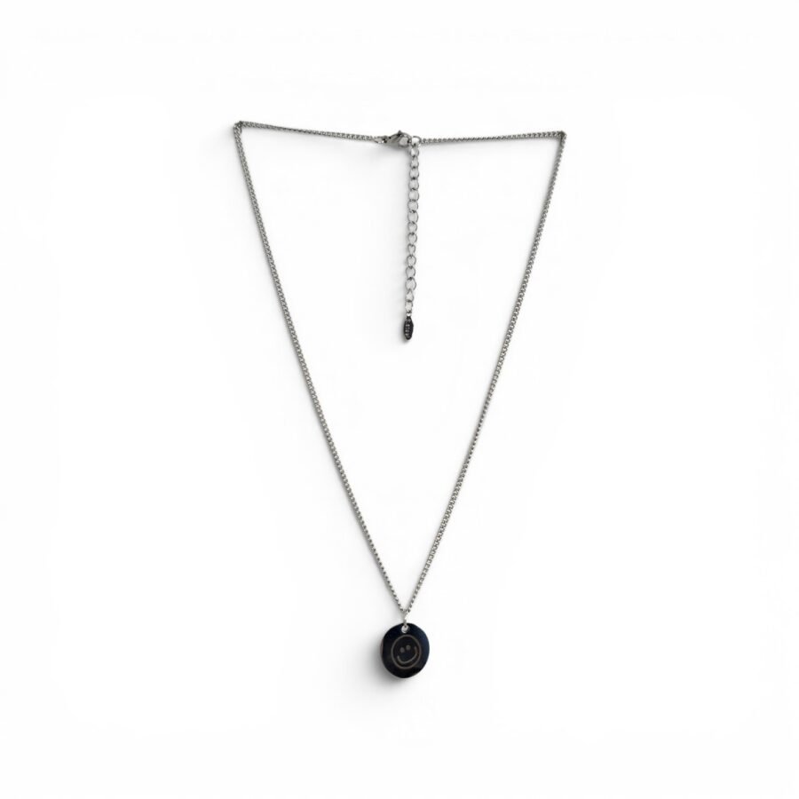 Smiley Pendant Y2K Style Silver Chain Necklace