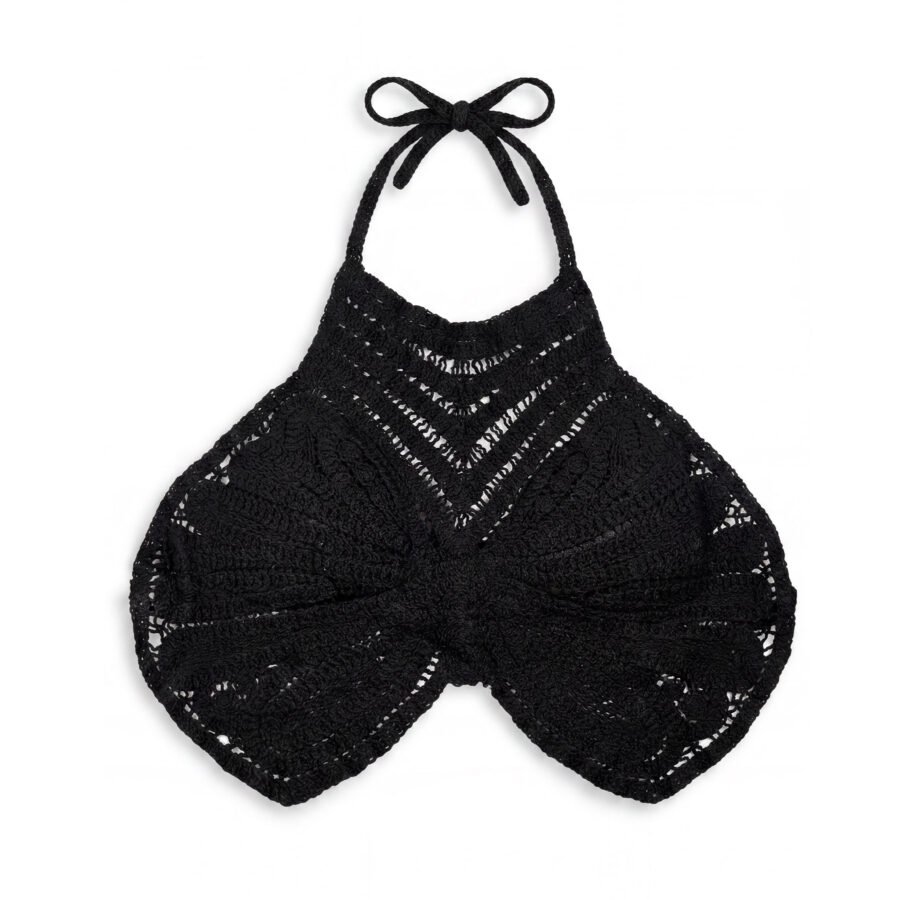 Butterfly Crochet Halter Knit Crop Top