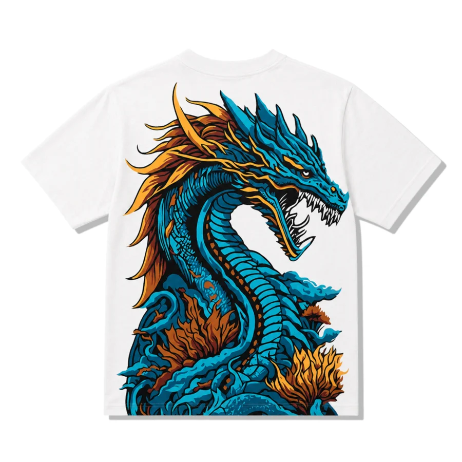 Azure Dragon Fury Oversized Graphic Tee
