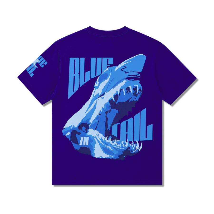 Blue Tail Shark Oversized Graphic Tee