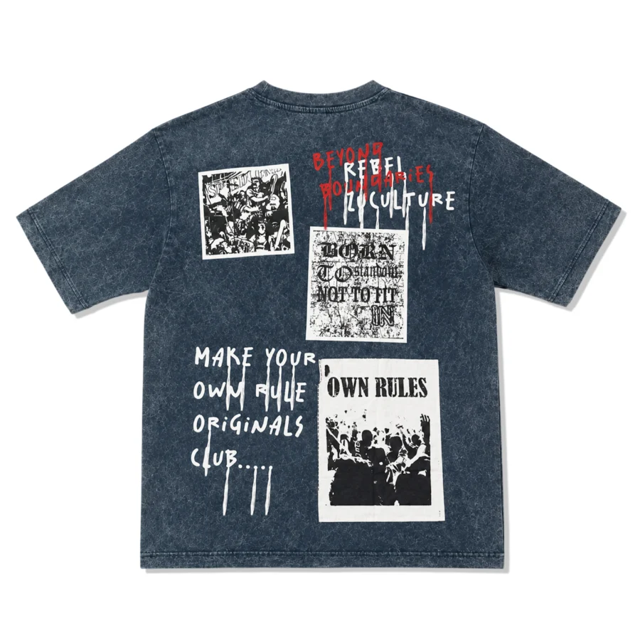 BEYOND BOUNDARIES Statement Acid Wash Oversized Graphic Tee