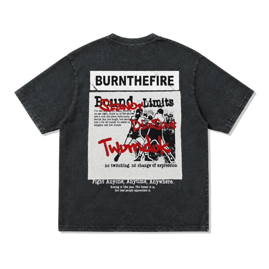 FIGHT CLUB Statement Acid Wash Oversized Graphic Tee