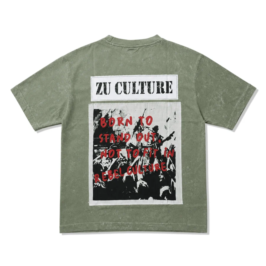 REBEL CULTURE Statement Acid Wash Oversized Graphic Tee