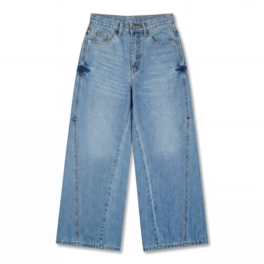 Blue Archive Wide-Leg Washed Denim Jeans