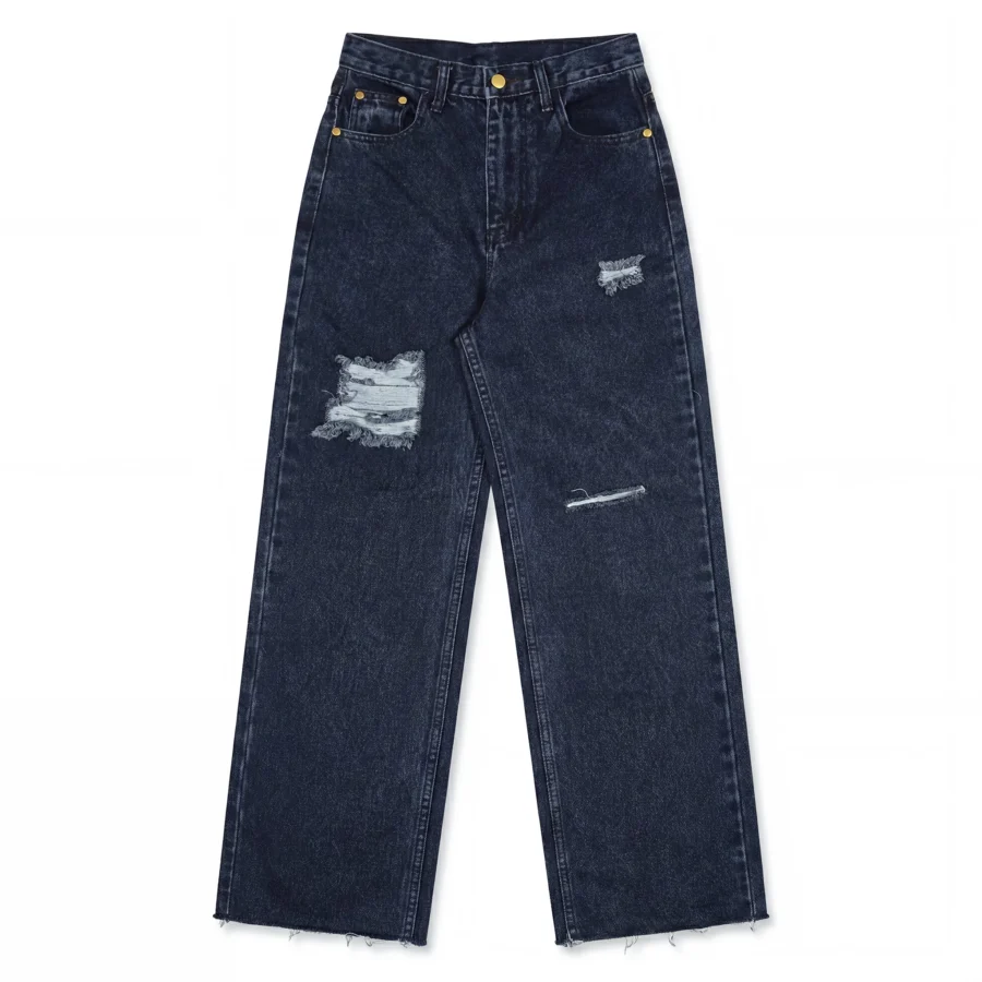 Midnight Archive Wide-Leg Distressed Denim Jeans