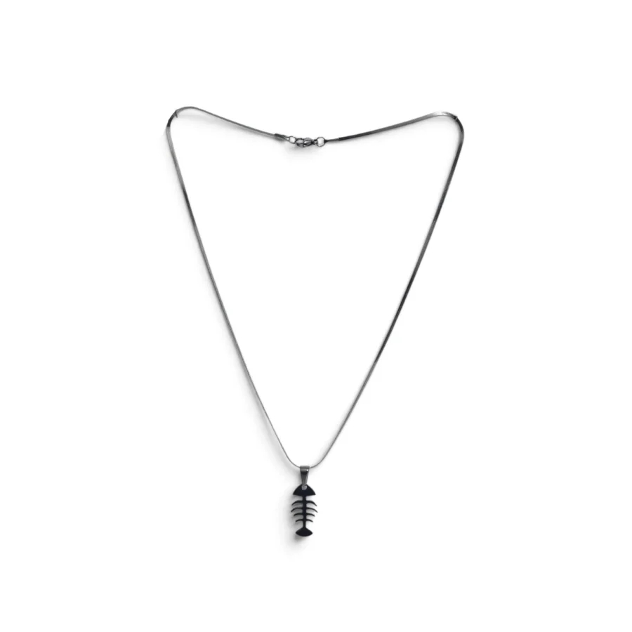 Y2K Fishbone Pendant Silver Street Core Chain