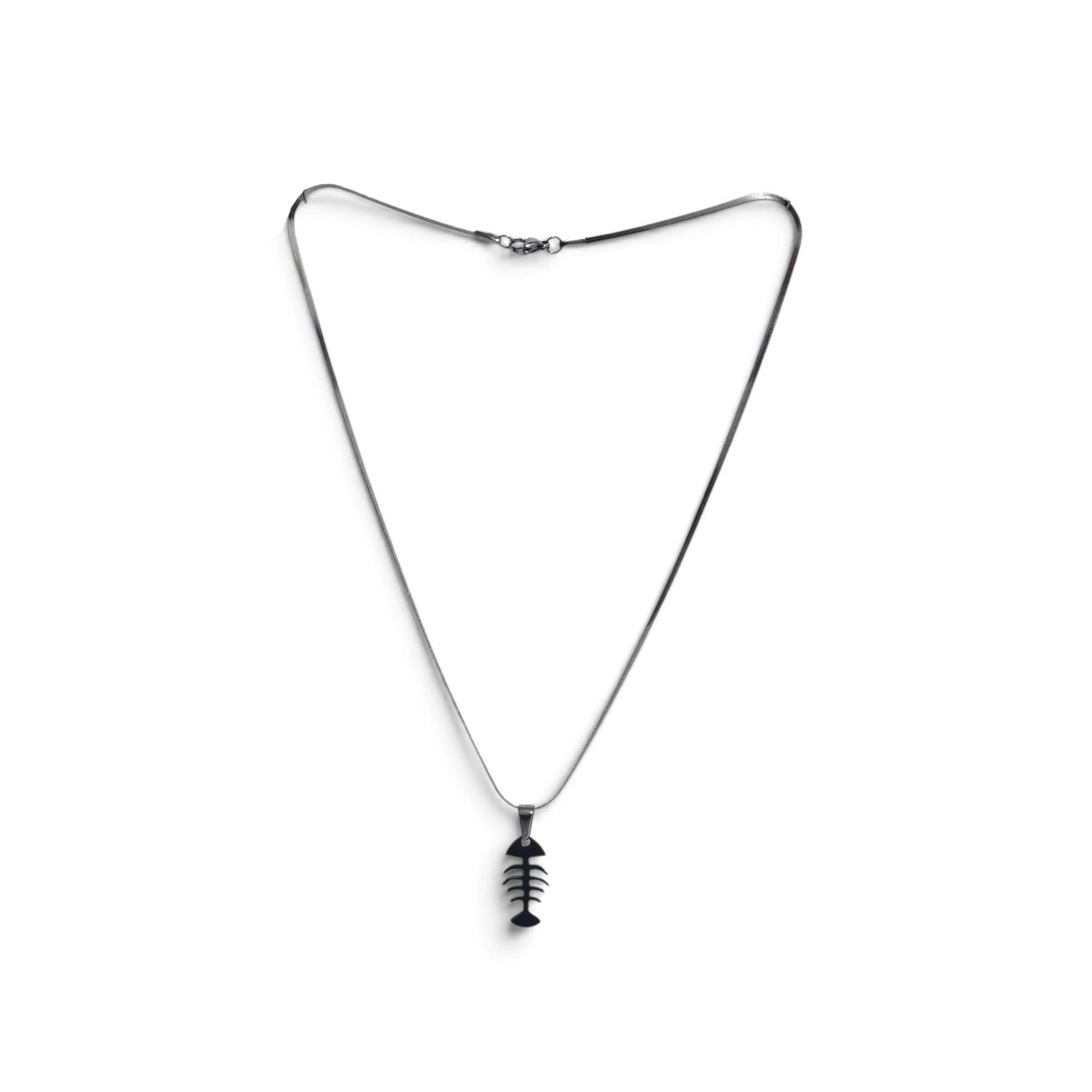 Y2K Fishbone Pendant Silver Street Core Chain